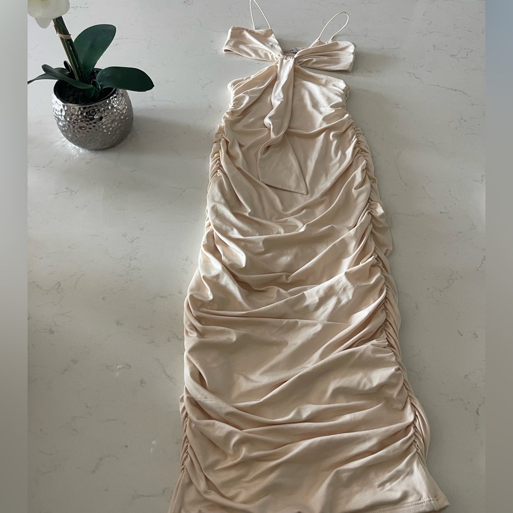 Oh Polly white maxi body con cut out dress never worn!